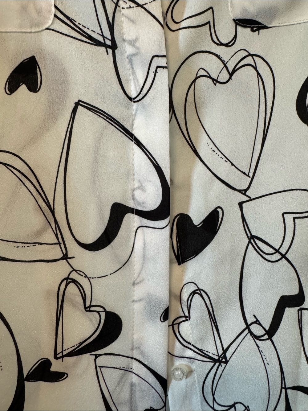 Karl Lagerfeld White Blouse with Black Sketch Heart Print - Picture 7 of 10